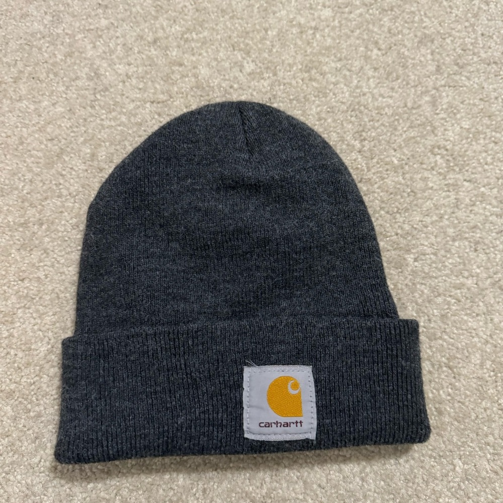 Carhartt Fold Over Patch Beanie Black Charcoal Gray-One Size